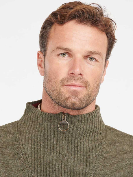 BARBOUR Nelson Essential Half Zip Jumper - Mens - Seaweed Barbour