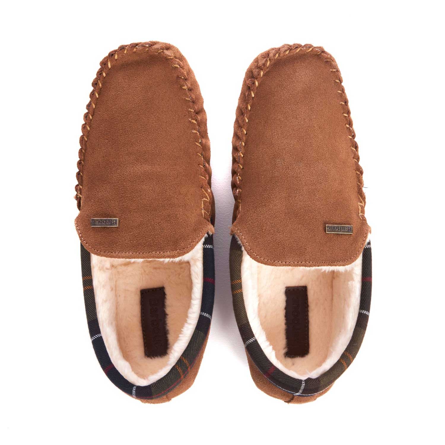 BARBOUR Slippers - Mens Monty Moccasin - Camel Suede