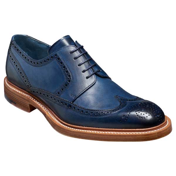 BARKER Bailey Shoes - Mens Derby Brogues - Navy Hand Painted