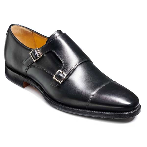 BARKER Edison Shoes - Mens Monk Strap - Black Calf