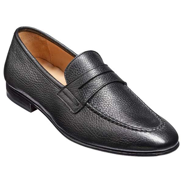 BARKER Ledley Shoes – Mens Moccasins – Black Deerskin
