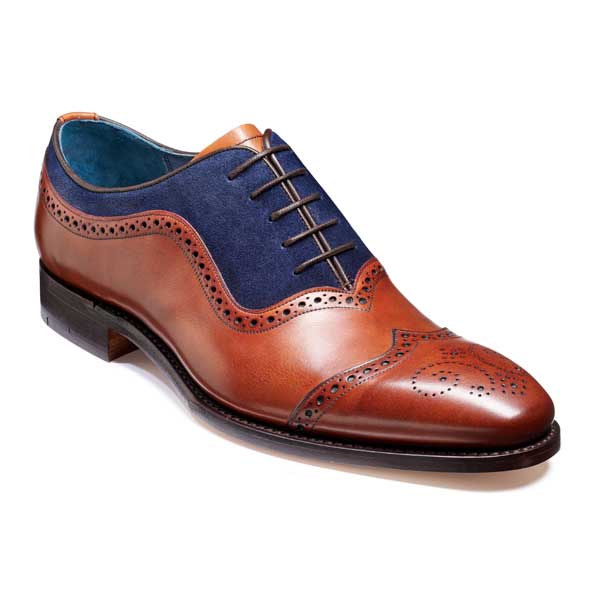 BARKER Nicholas Shoes - Mens Oxford Style - Antique Rosewood & Navy Suede