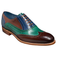 Load image into Gallery viewer, BARKER-Valiant-Shoes-–-Mens-Brogues-–-Ebony,-Green-&amp;-Blue-Hand-Painted
