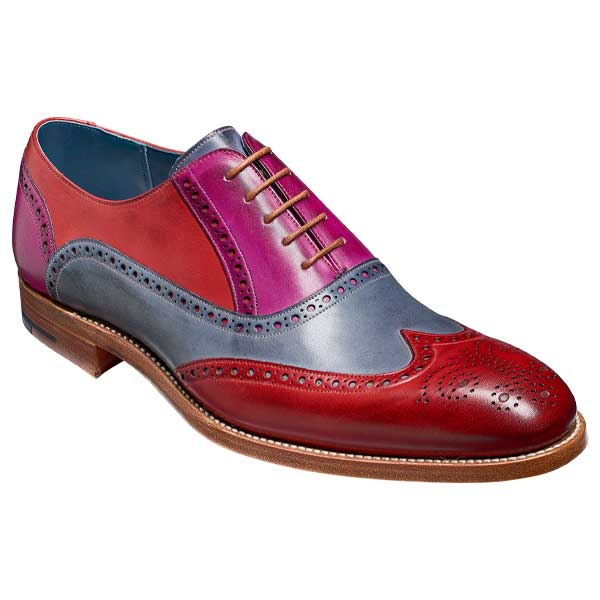 BARKER-Valiant-Shoes-–-Mens-Brogues-–-Red,-Grey-&-Purple-Hand-Painted