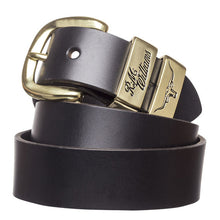 Load image into Gallery viewer, RM Williams - Leather Belt 1.5&quot; 3 Piece Solid Hide Brass Buckle Black
