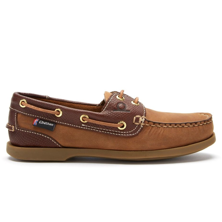 CHATHAM Ladies Bermuda G2 Leather Boat Shoes - Walnut/Brown Snake
