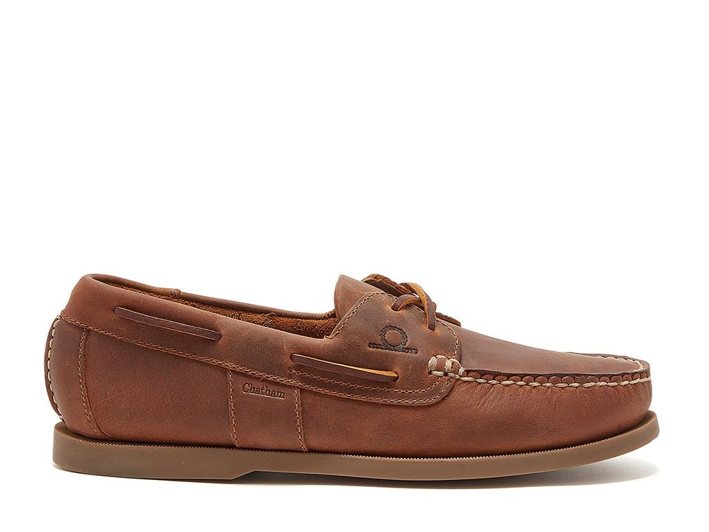 CHATHAM Mens Java G2 Leather Sustainable Deck Shoes - Walnut