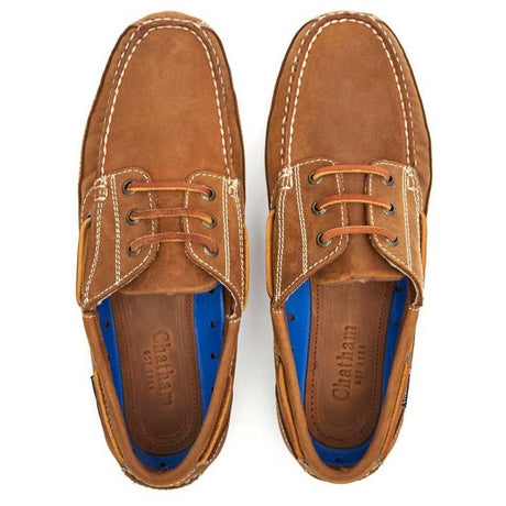 CHATHAM Mens Rockwell G2 Wide Fit Leather Boat Shoes - Walnut