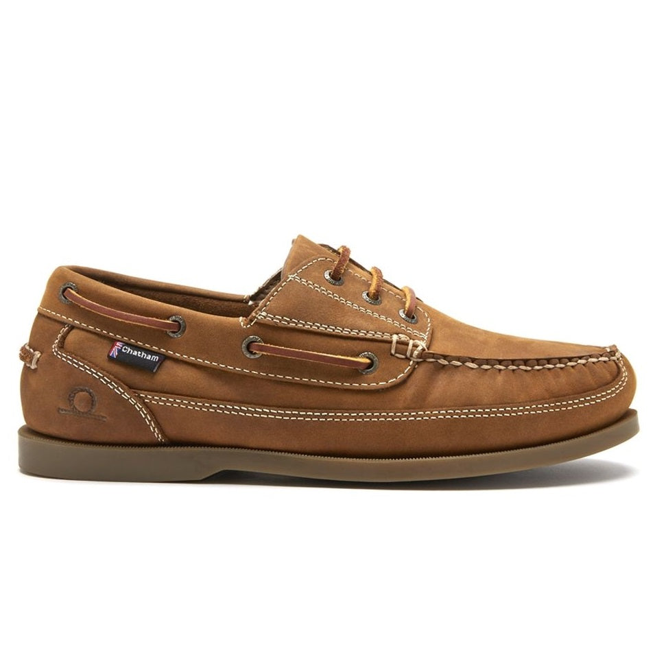 CHATHAM Mens Rockwell G2 Wide Fit Leather Boat Shoes - Walnut
