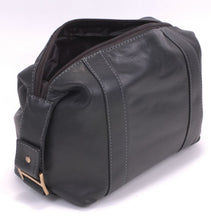 Load image into Gallery viewer, Dents Black Leather Washbag - Top Opening
