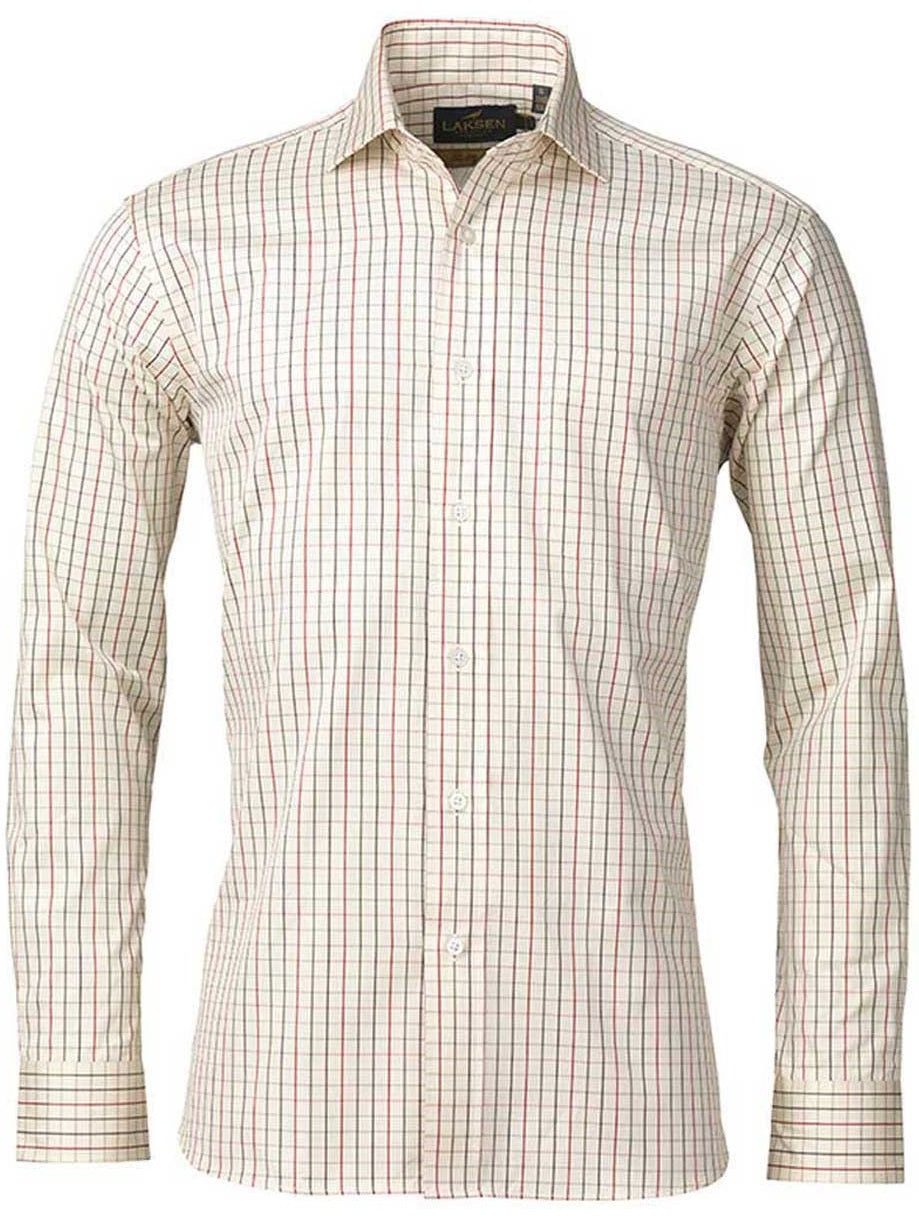 LAKSEN Shirt - Mens Archie Two-Ply Cotton - Red/Navy/Green