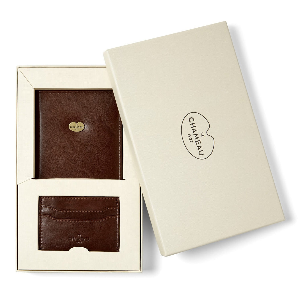 LE CHAMEAU Licence Holder & Card Holder Gift Set - Marron Fonce
