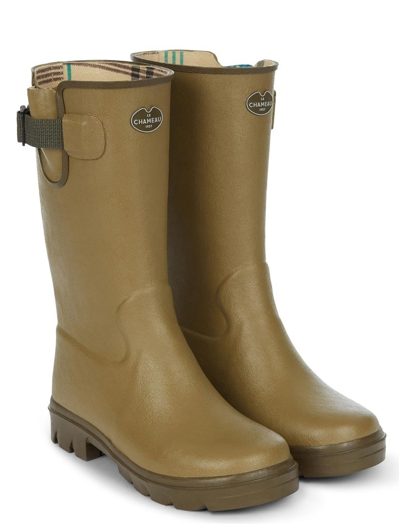 LE CHAMEAU Petite Vierzon Boots - Kids Jersey Lined - Vert Vierzon
