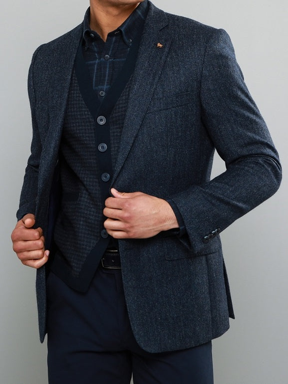 MAGEE Tweed Jacket - Mens Classic Fit - Green Herringbone Donegal Tweed