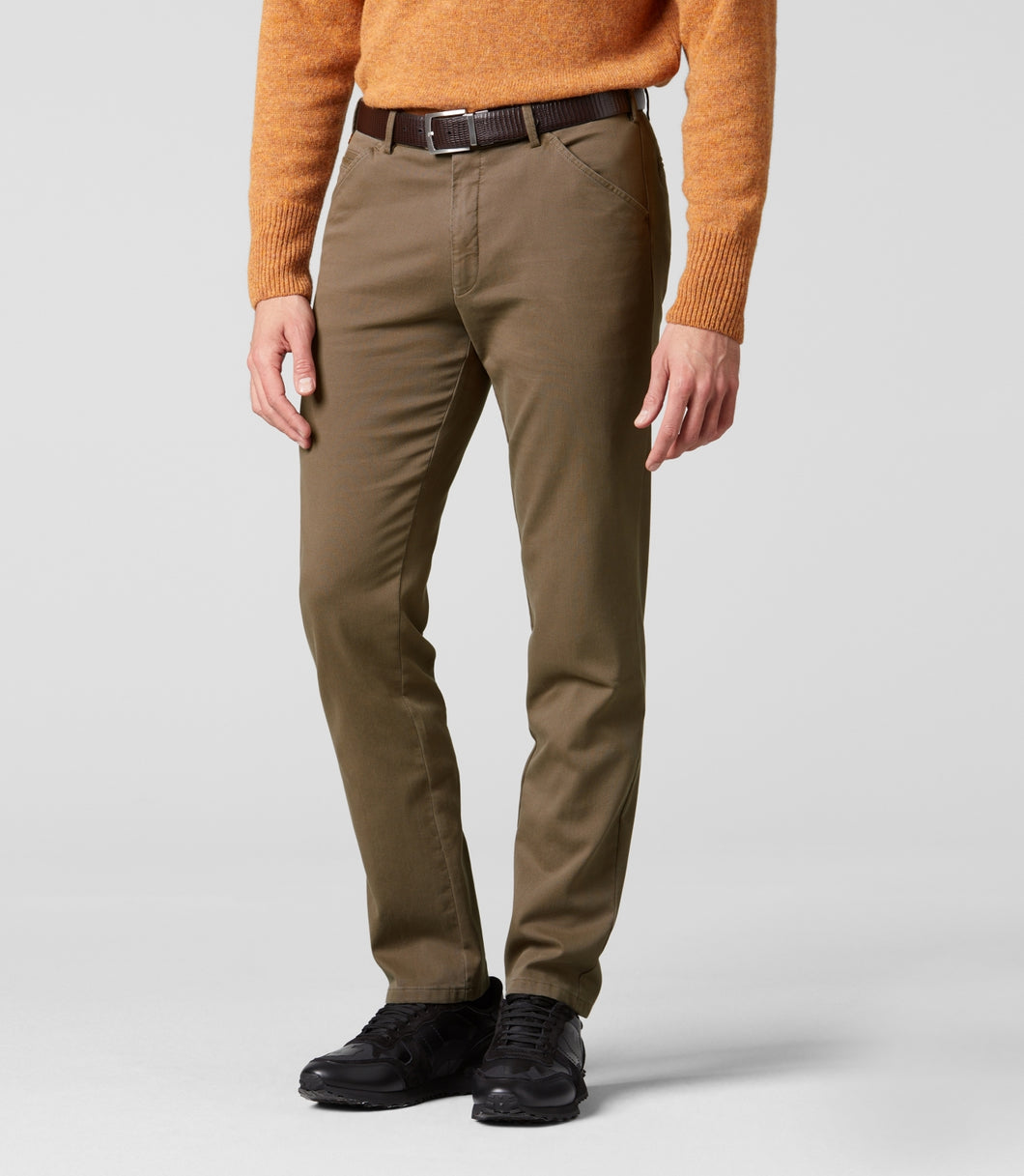 30% OFF - MEYER Trousers - Chicago 5580 Super Stretch Chinos - Stone - Size: 38 SHORT