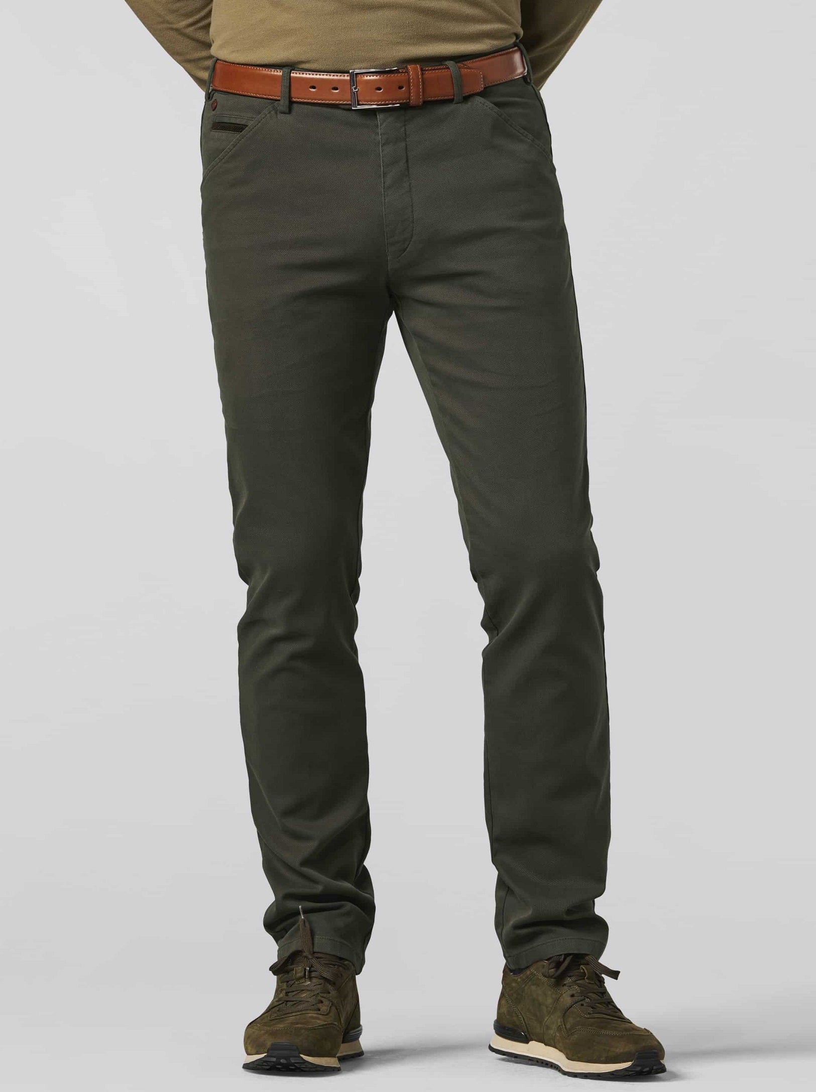 50% OFF - MEYER Trousers - Chicago 5580 Super Stretch Chinos - Green - Sizes: 36 REG