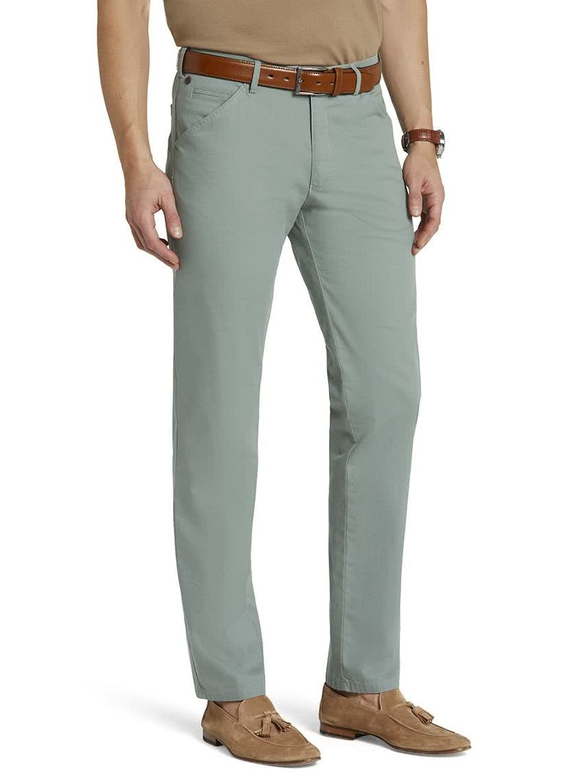 MEYER Chino Trousers - Chicago Micro-Structure Cotton - Green