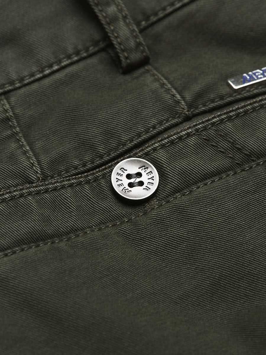 40% OFF - MEYER Trousers - New York 5566 Super Stretch Cotton Chinos - Dark Green - Size: 32 REG & 40 Short