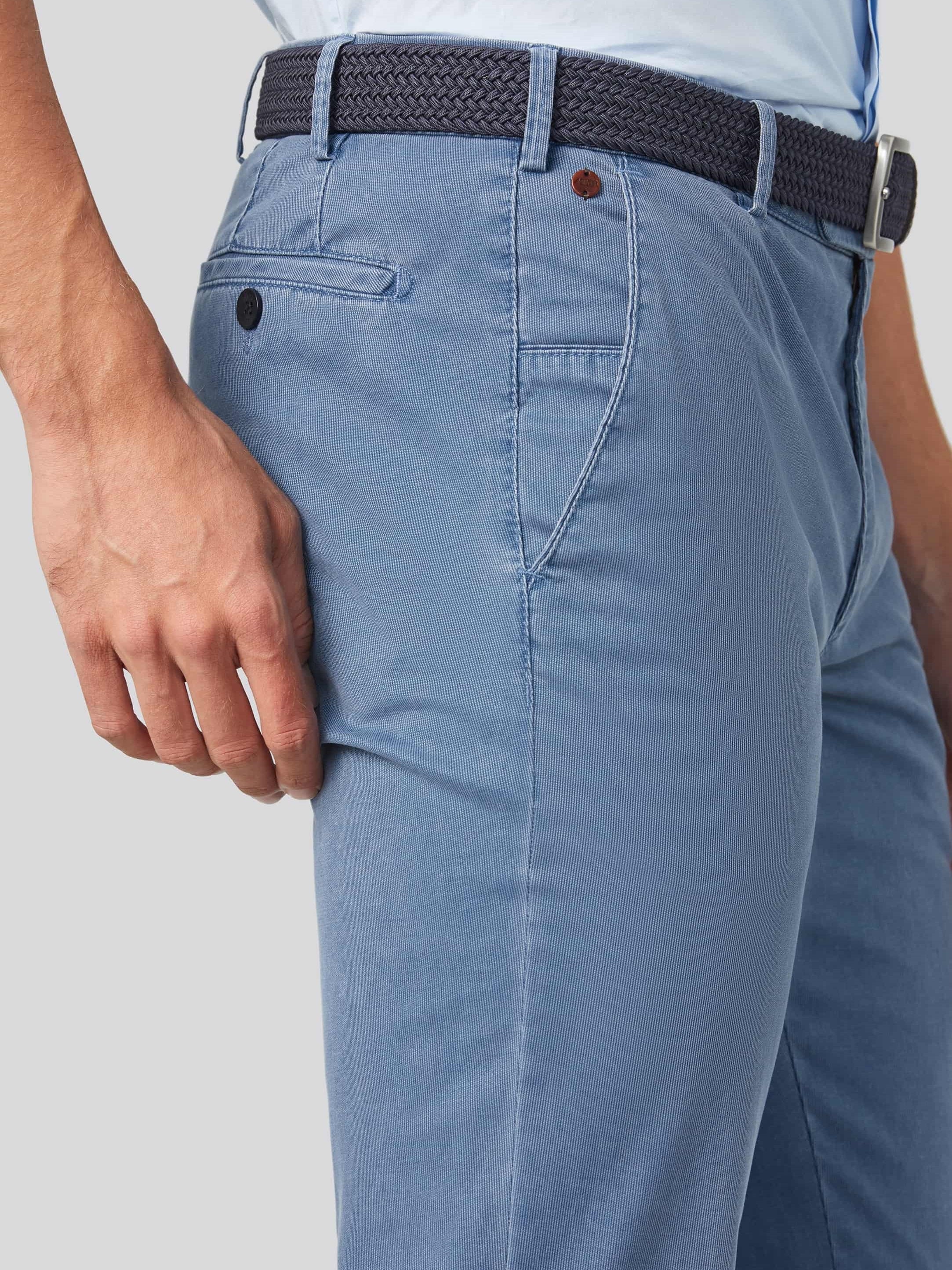 50% OFF - MEYER Trousers - New York Summer Cotelé Chinos - Blue - Size: 40 REG