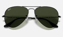 Load image into Gallery viewer, RAY-BAN Aviator Classic Sunglasses - Black - Crystal Green Lens
