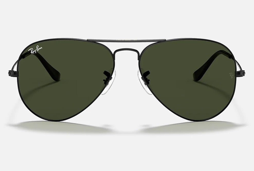 RAY-BAN Aviator Classic Sunglasses - RB3025 - Black - Crystal Green Lens