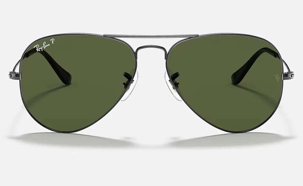 RAY-BAN Aviator Classic Sunglasses - RB3025 - Gunmetal - Crystal Green Polarized Lens