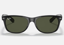 Load image into Gallery viewer, RAY-BAN New Wayfarer Classic Sunglasses - Matte Black - Crystal Green Lens
