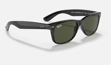 Load image into Gallery viewer, RAY-BAN New Wayfarer Classic Sunglasses - Matte Black - Crystal Green Lens

