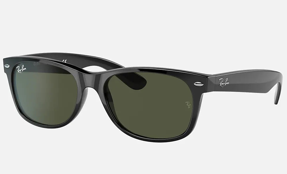 RAY-BAN New Wayfarer Classic Sunglasses - RB2132 - Black - Crystal Green Lens