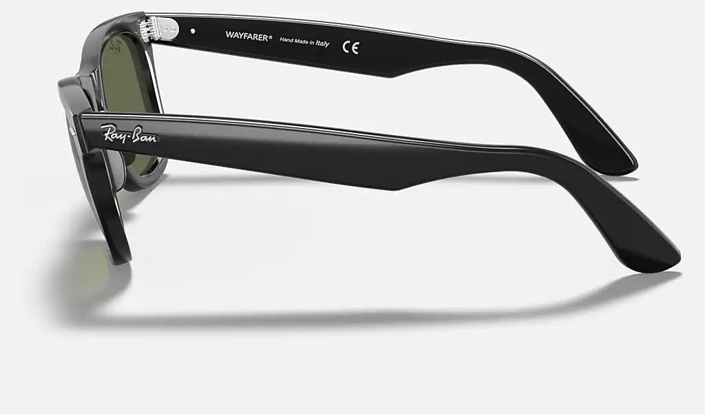 20% OFF - RAY-BAN Original Wayfarer Classic Sunglasses - Polished Black - Green G15 Lens