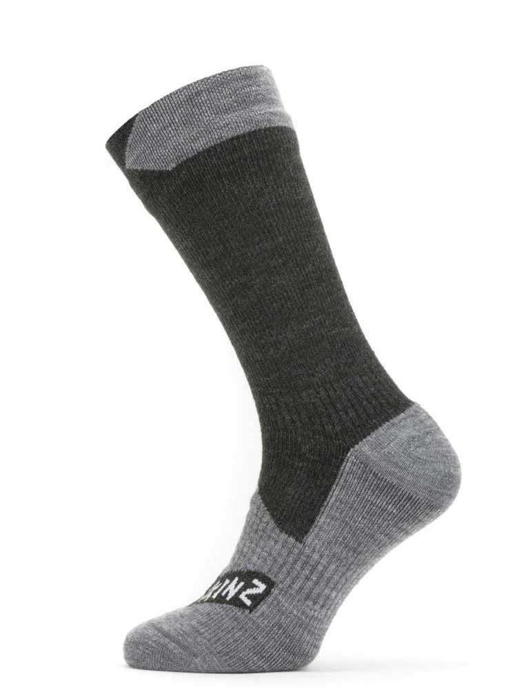 SEALSKINZ Socks - Waterproof All Weather Mid Length - Black & Grey