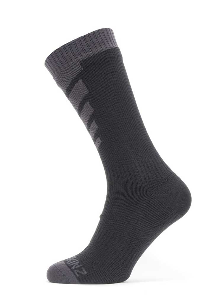 SEALSKINZ Socks - Waterproof Warm Weather Mid Length - Black & Grey