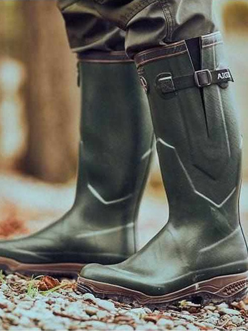 AIGLE Parcours 2 ISO Wellington Boots - Neoprene Lined Adjustable Fit - Bronze