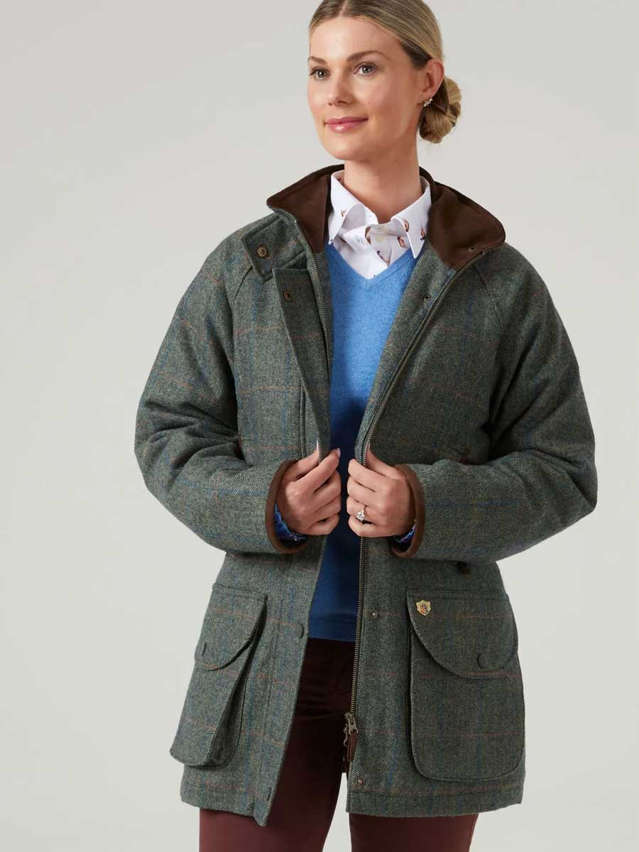 ALAN PAINE Combrook Tweed Shooting Coat - Ladies Tweed - Spruce