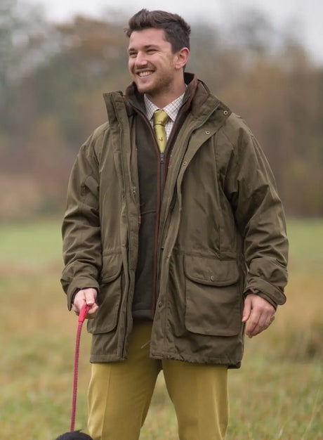 ALAN PAINE Dunswell Mens Waterproof Shooting Coat - Olive Alan Paine