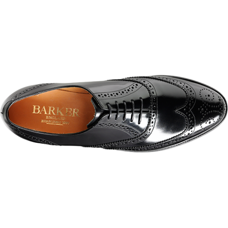 BARKER Albert Shoes - Mens Brogue Oxford  - Black Hi-Shine Barker Shoes