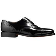 Load image into Gallery viewer, BARKER Alfred Shoes - Mens Semi Brogue Oxford - Black Hi-Shine
