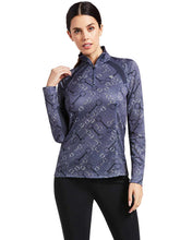 Load image into Gallery viewer, ARIAT Sunstopper 2.0 1/4 Zip Baselayer - Womens - Charcoal Bit Print
