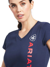Load image into Gallery viewer, ARIAT Vertical Logo T-Shirt - Womens - Navy
