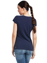 Load image into Gallery viewer, ARIAT Vertical Logo T-Shirt - Womens - Navy
