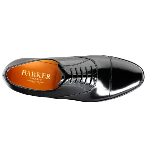 50% OFF BARKER Arnold Shoes - Mens Classic Oxford - Black Hi-Shine - Size: UK 14 Barker Shoes
