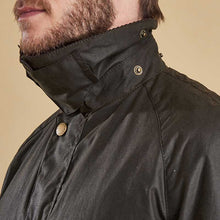 Load image into Gallery viewer, barbour-ashby-wax-jacket-olive-collar-detail
