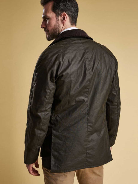 BARBOUR Wax Jacket - Mens Ashby 6oz Sylkoil Tailored Fit - Olive