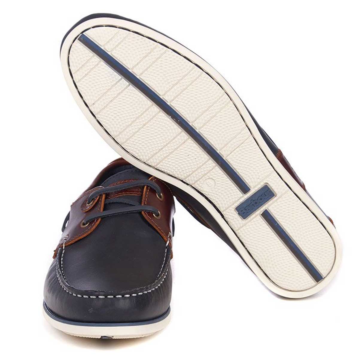 BARBOUR Capstan Boat Shoes - Mens Leather - Navy & Brown
