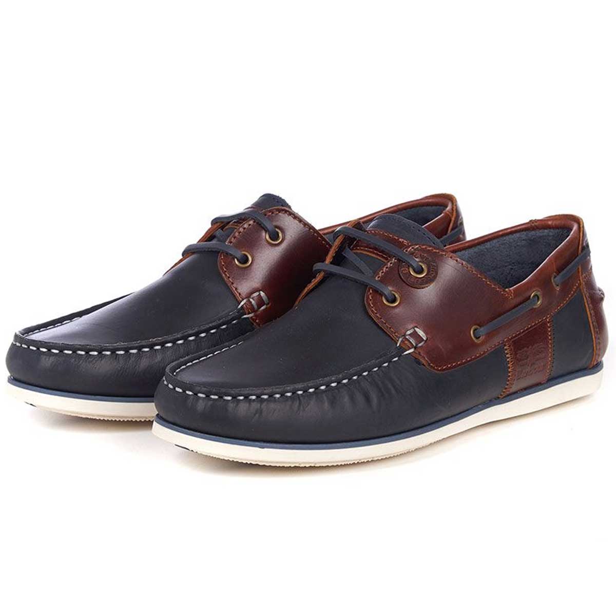 BARBOUR Capstan Boat Shoes - Mens Leather - Navy & Brown