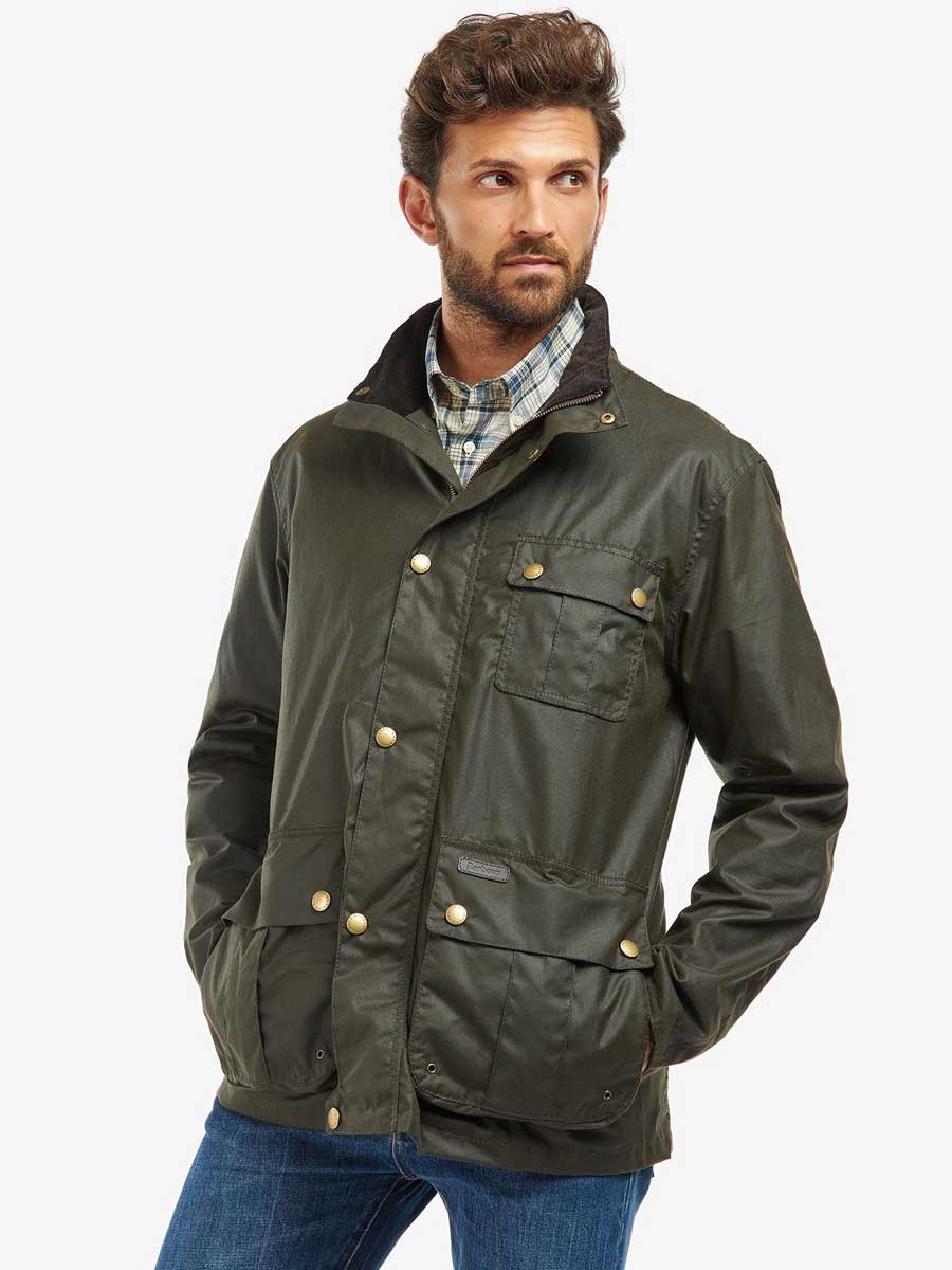 BARBOUR Dunlin Waxed Jacket - Mens - Olive