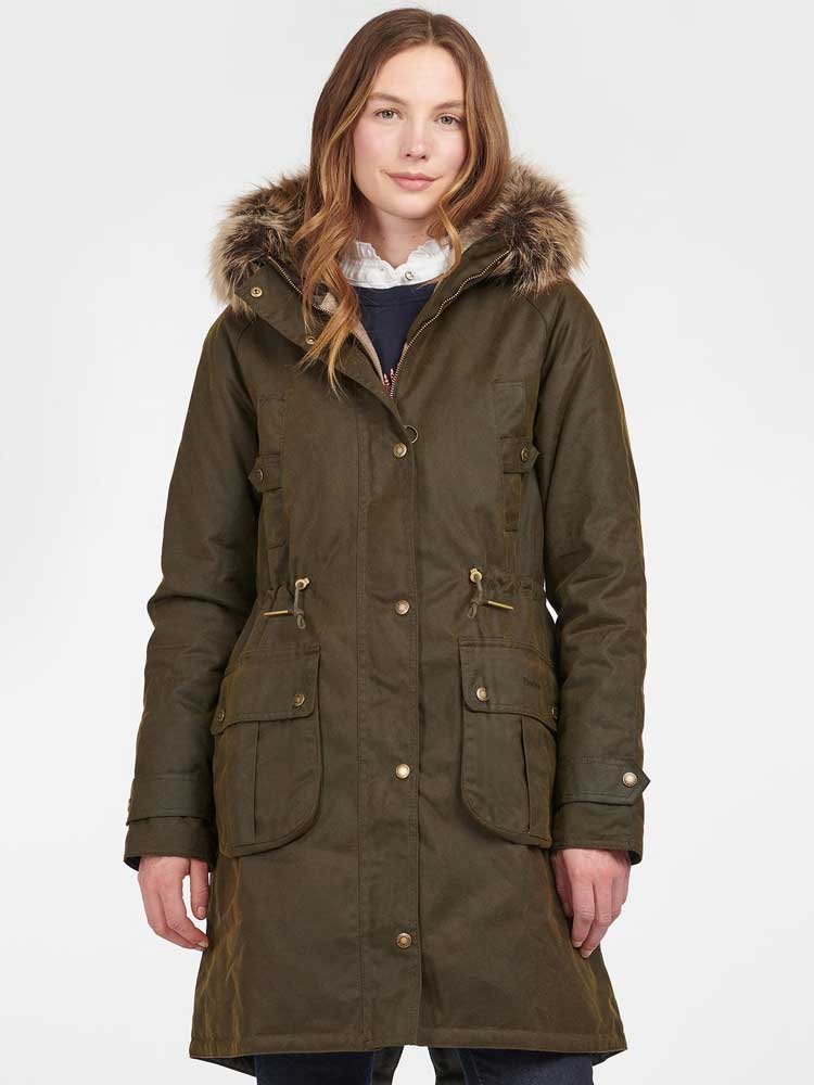 30% OFF BARBOUR Hartwith Wax Jacket - Ladies Parka - Olive - Size: 10
