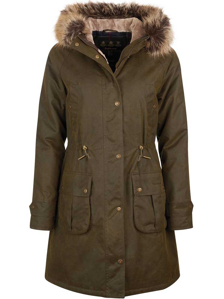 BARBOUR Hartwith Wax Jacket - Ladies Parka - Olive