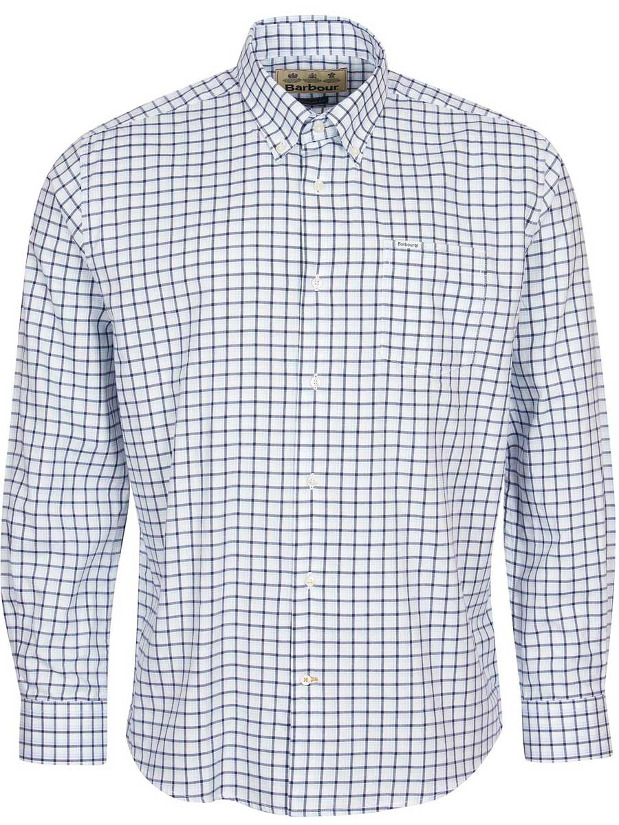 BARBOUR Hollow Check Shirt - Men's 100% Cotton - Sky