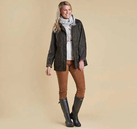 BARBOUR Classic Beadnell Wax Jacket - Womens - Olive Barbour
